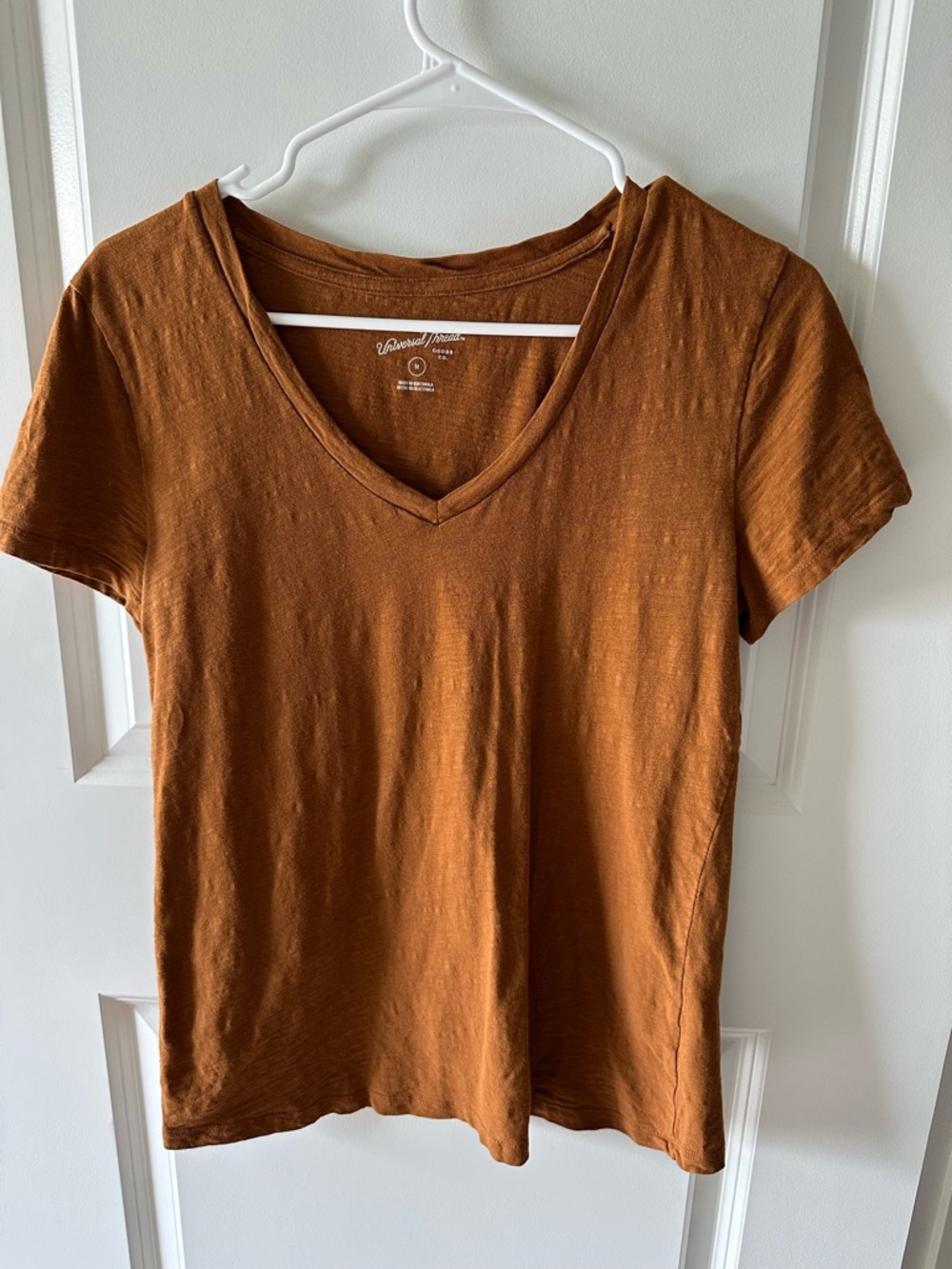 100% Cotton Women's V-Neck Tee | Terra Cotta Rust Orange